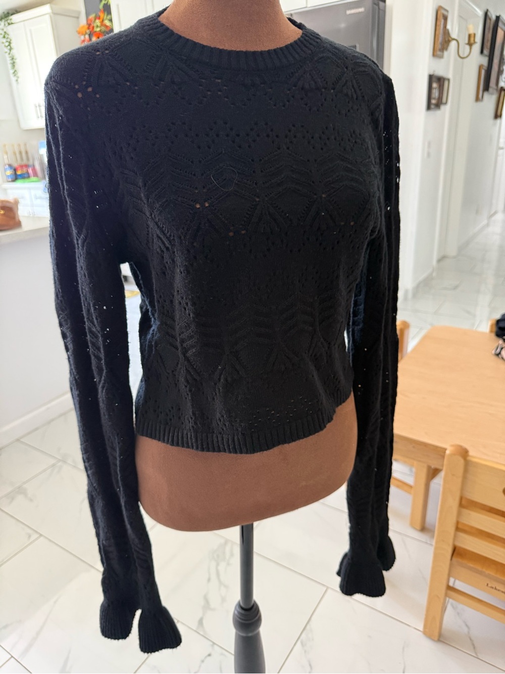 Forever 21 Black Open-Knit Scoopneck Sweater